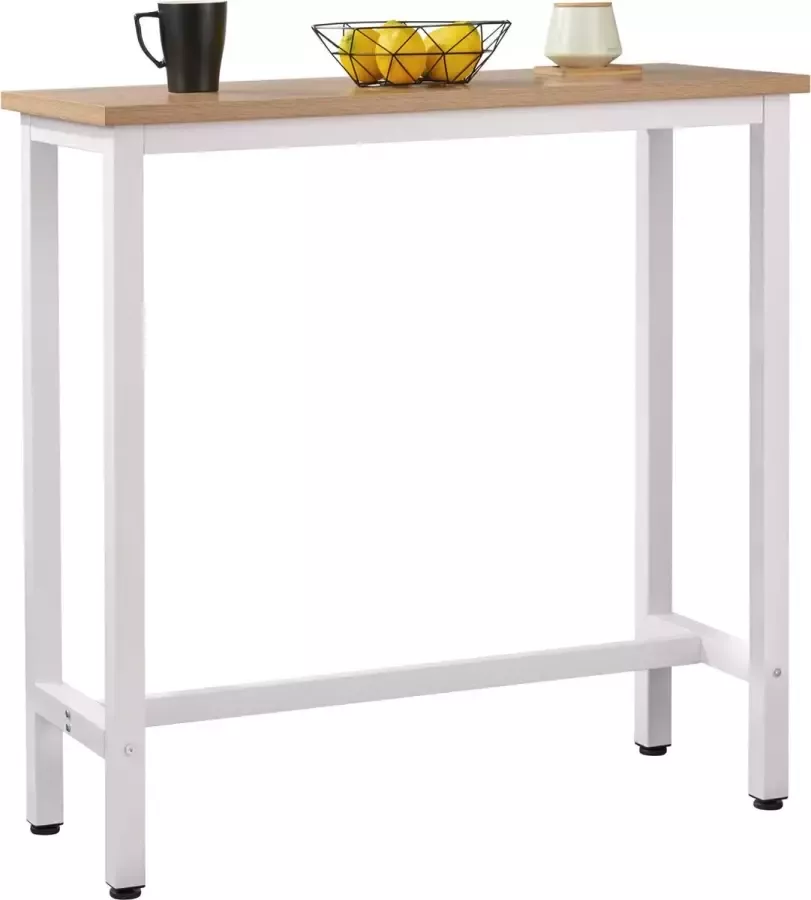 THA Bartafel Hoge Tafel Voor Keuken & Bar Bartafels Tafels MDF Tafelblad & Metalen Frame Wit bruin 100x 100 x 40 CM