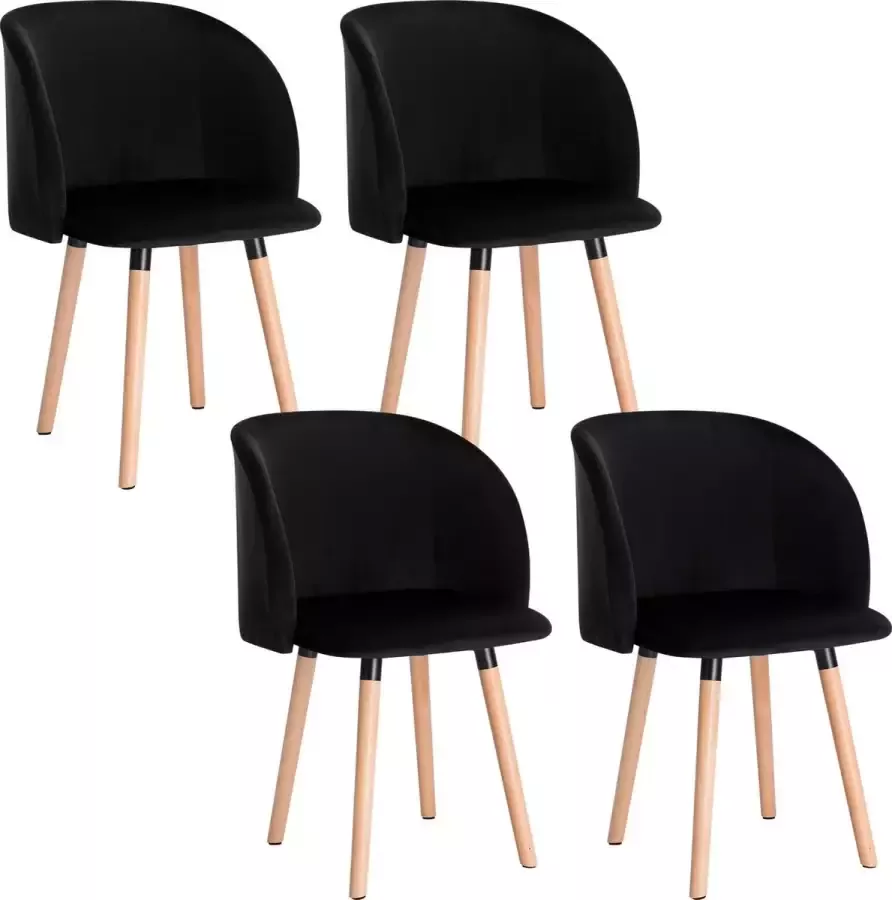 THA Set van 4 Stoelen Luxe Eetkamerstoel Eetkamerstoelen 4 stoelen Voor keuken of huiskamer Moderne look Fluweel Velvet Grijs
