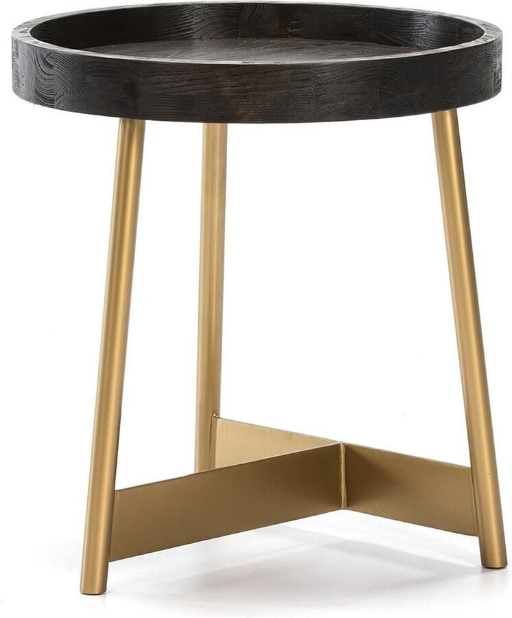 Thai Natura Bijzettafel Gouden Donkerbruin Hout Metaal Elmhout 55 x 55 x 60 cm