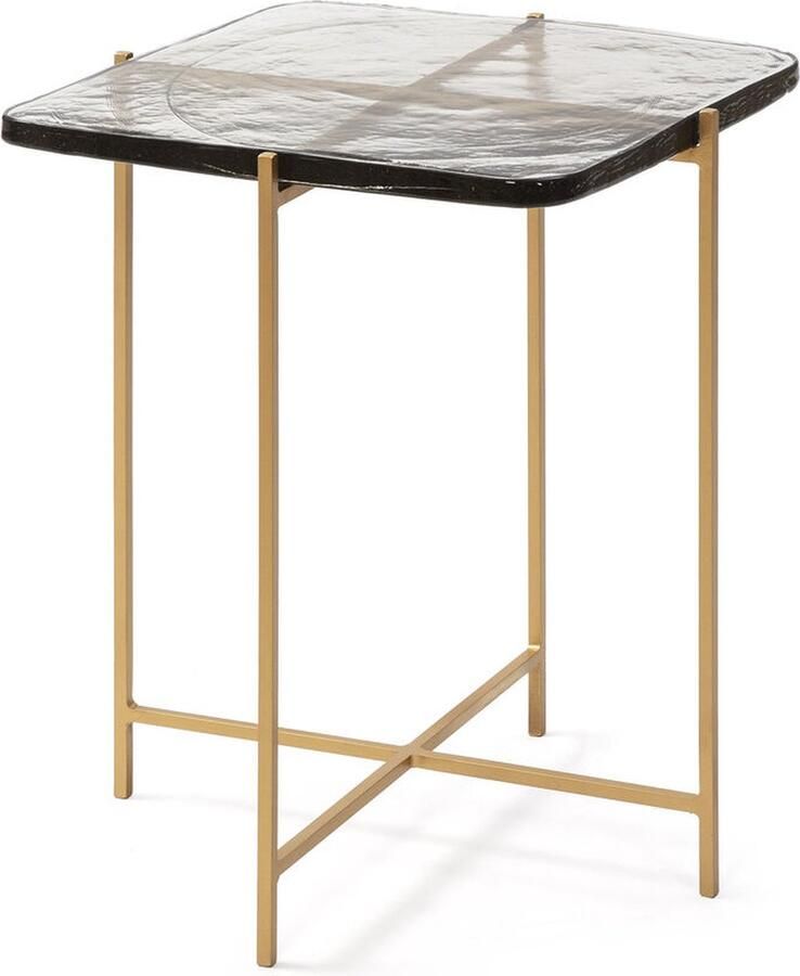 Thai Natura Bijzettafel Gouden Metaal Glas Ijzer 46 x 36 x 51 cm 46 x 51 x 36 cm