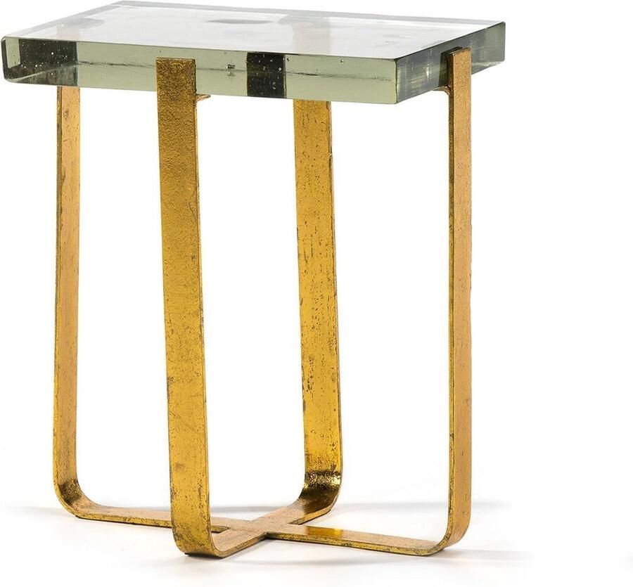 Thai Natura Bijzettafel Gouden Metaal Kristal 41 x 26 x 46 cm 41 x 46 x 26 cm