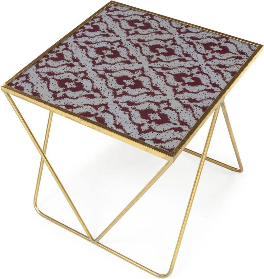 Thai Natura Bijzettafel Gouden Metaal Kristal Ijzer 60 x 60 x 32 cm 2 Onderdelen