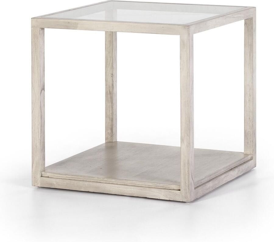 Thai Natura Bijzettafel Grijs Hout Kristal 60 x 60 x 60 cm