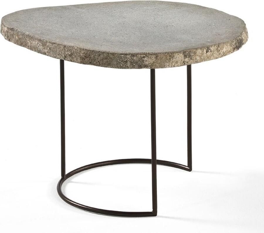 Thai Natura Bijzettafel Grijs Metaal Steen 50 x 50 x 37 cm 50 x 37 x 50 cm