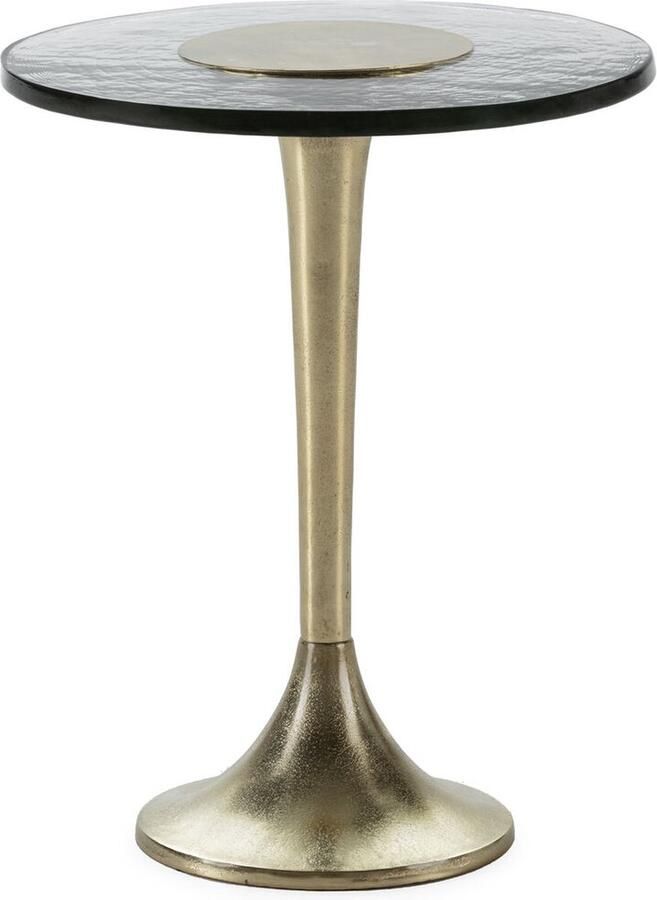 Thai Natura Bijzettafel Transparant Gouden Glas Aluminium Kristal 45 x 45 x 56 cm 45 x 56 x 45 cm