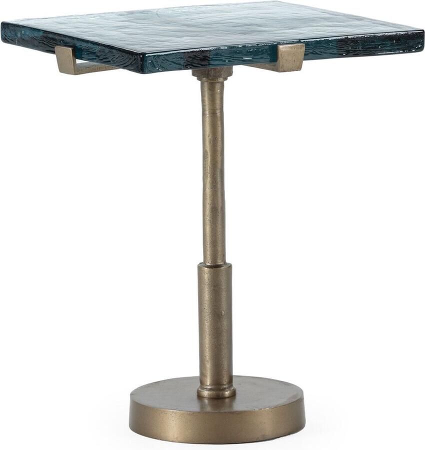 Thai Natura Bijzettafel Transparant Gouden Metaal Glas Aluminium Kristal 41 x 31 x 47 cm 41 x 47 x 31 cm