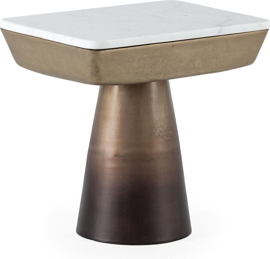 Thai Natura Bijzettafel Wit Gouden Aluminium Marmer 45 x 33 x 42 cm 45 x 42 x 33 cm