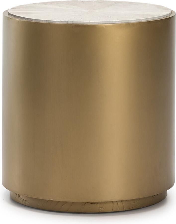 Thai Natura Bijzettafel Wit Gouden Hout Metaal Elmhout 55 x 55 x 61 cm