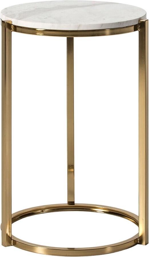 Thai Natura Bijzettafel Wit Gouden Metaal Marmer 38 x 60 x 40 cm