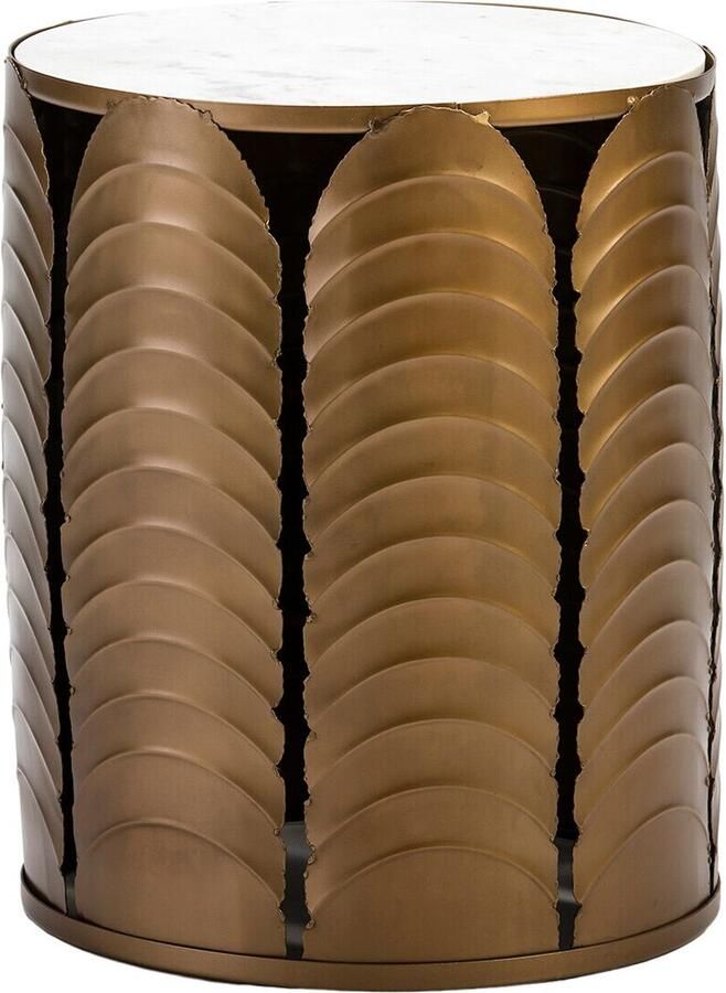 Thai Natura Bijzettafel Wit Gouden Metaal Marmer 41 x 41 x 51 cm