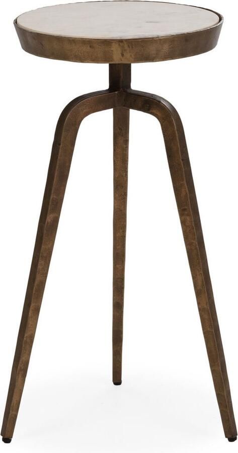 Thai Natura Bijzettafel Wit Gouden Metaal Marmer Ijzer 30 x 30 x 61 cm 30 x 61 x 30 cm