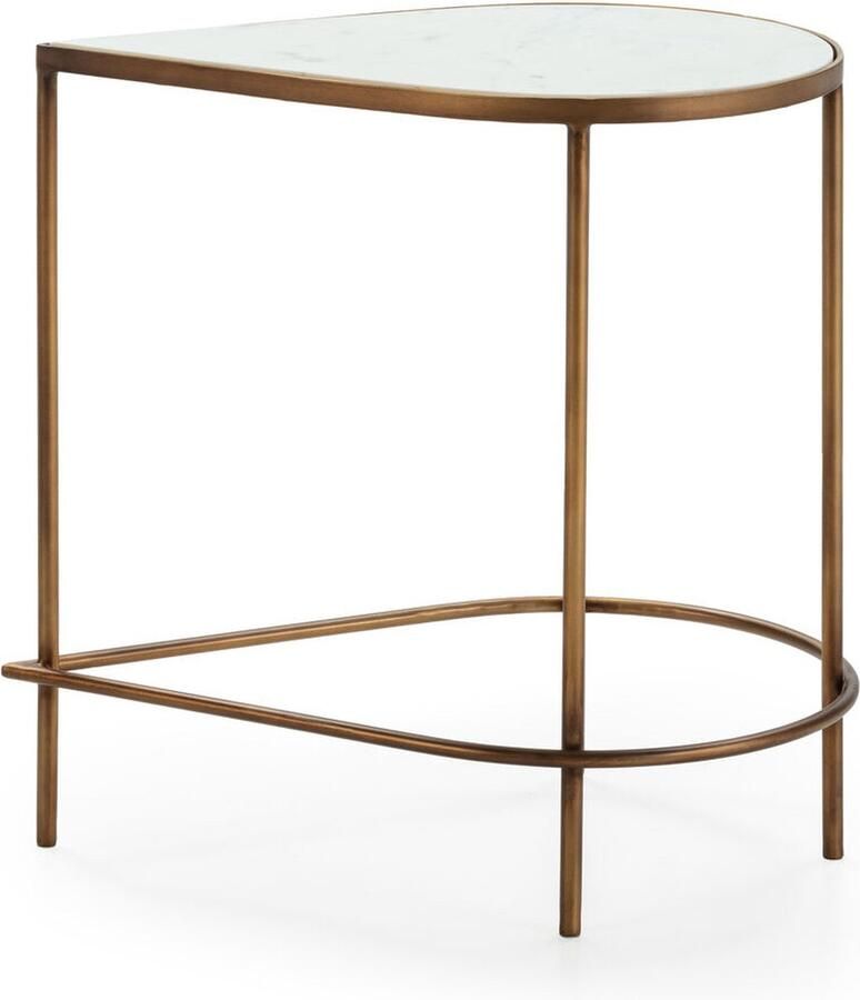 Thai Natura Bijzettafel Wit Gouden Metaal Marmer Ijzer 60 x 60 x 40 cm 60 x 40 x 60 cm