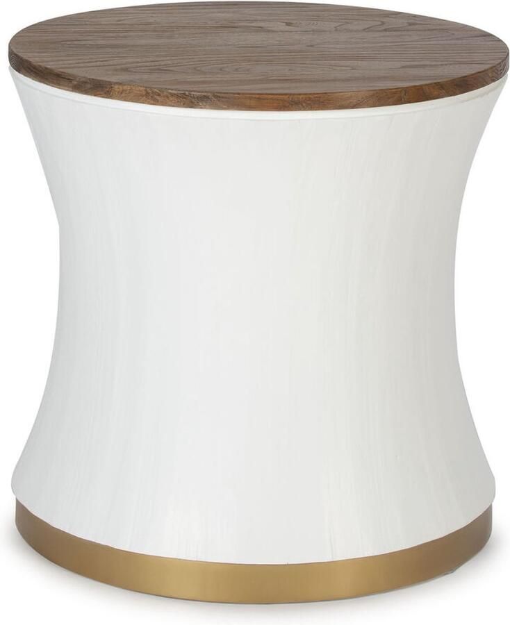 Thai Natura Bijzettafel Wit Gouden Natuurlijk Metaal Ijzer Sparrenhout Populierenhout 60 x 60 x 60 cm