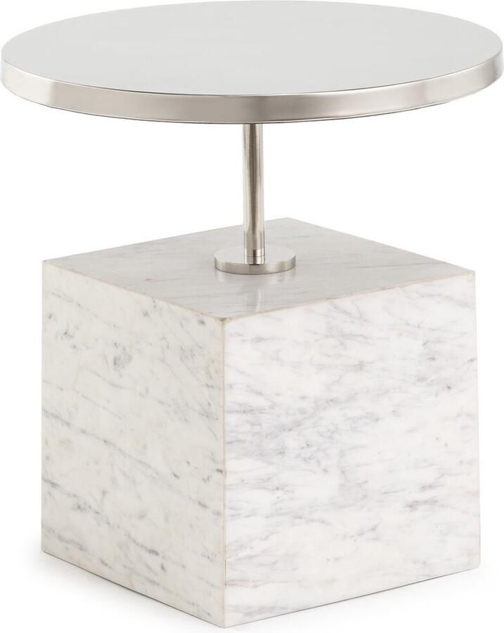 Thai Natura Bijzettafel Wit Grijs Metaal Marmer Ijzer 45 x 49 x 45 cm 45 x 45 x 49 cm