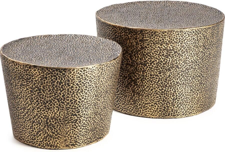 Thai Natura Bijzettafel Zwart Gouden Metaal 60 x 42 x 60 cm 2 Onderdelen