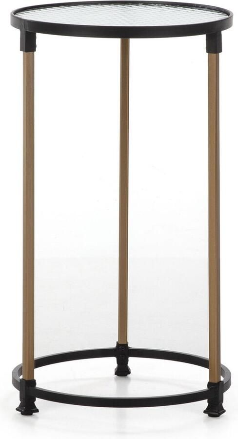 Thai Natura Bijzettafel Zwart Gouden Metaal Kristal 37 x 37 x 66 cm