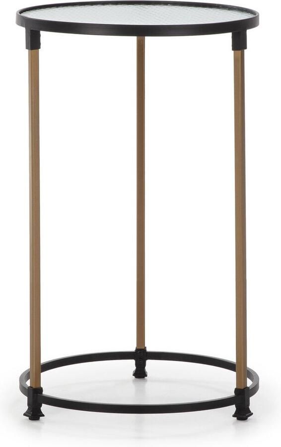 Thai Natura Bijzettafel Zwart Gouden Metaal Kristal 43 x 43 x 71 cm