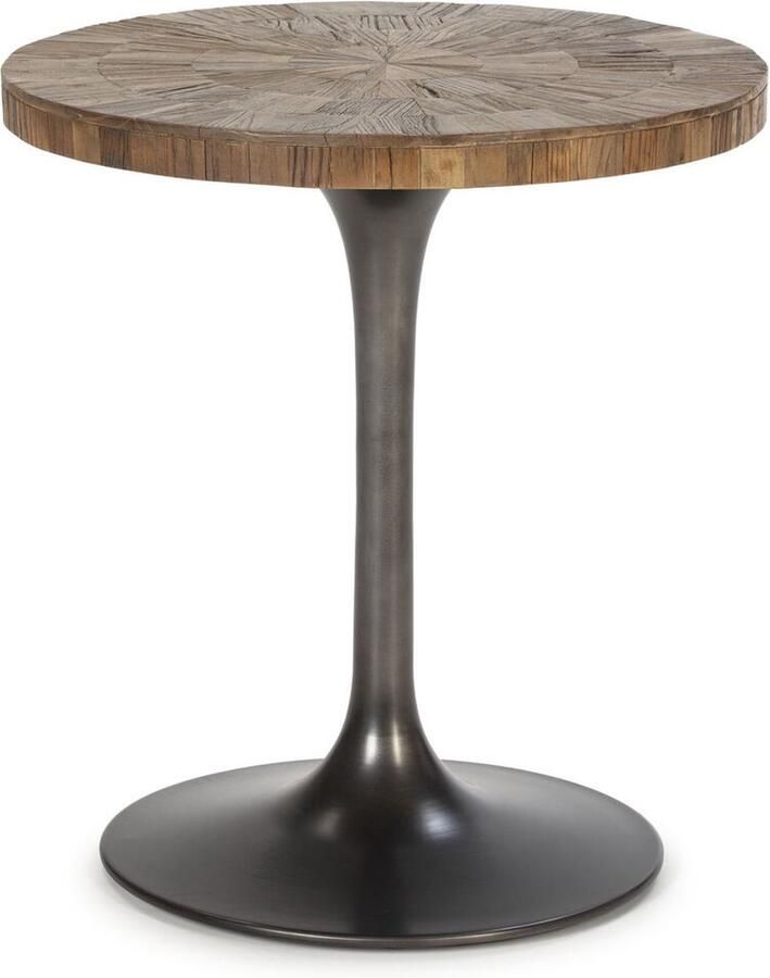 Thai Natura Bijzettafel Zwart Natuurlijk Metaal Ijzer Elmhout 55 x 55 x 60 cm