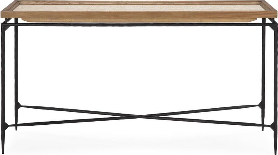 Thai Natura Console Bruin Zwart Natuurlijk Leer Hout Metaal Ijzer Dennenhout 150 x 40 x 85 cm