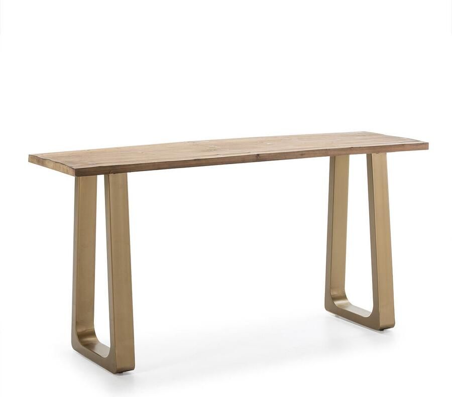 Thai Natura Console Gouden Natuurlijk Hout Metaal Sparrenhout 160 x 45 x 82 cm
