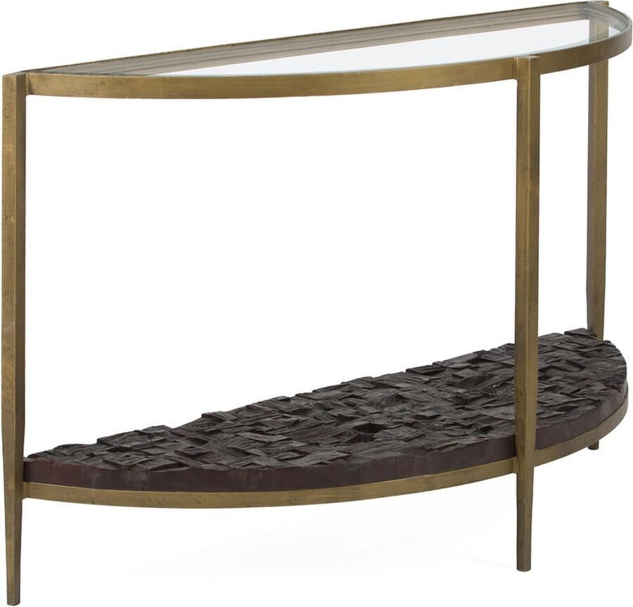 Thai Natura Console Zwart Gouden Hout Metaal Kristal Ijzer 126 x 44 x 77 cm