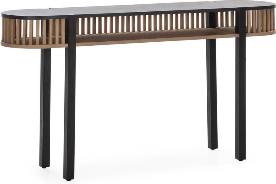 Thai Natura Console Zwart Lichtbruin Zand Hout Metaal Ijzer Cederhout 150 x 33 x 80 cm