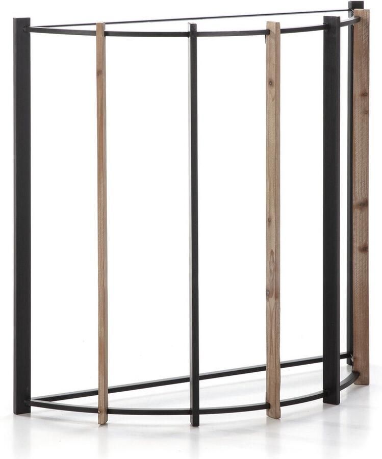 Thai Natura Console Zwart Natuurlijk Hout Metaal Kristal 81 x 77 x 28 cm