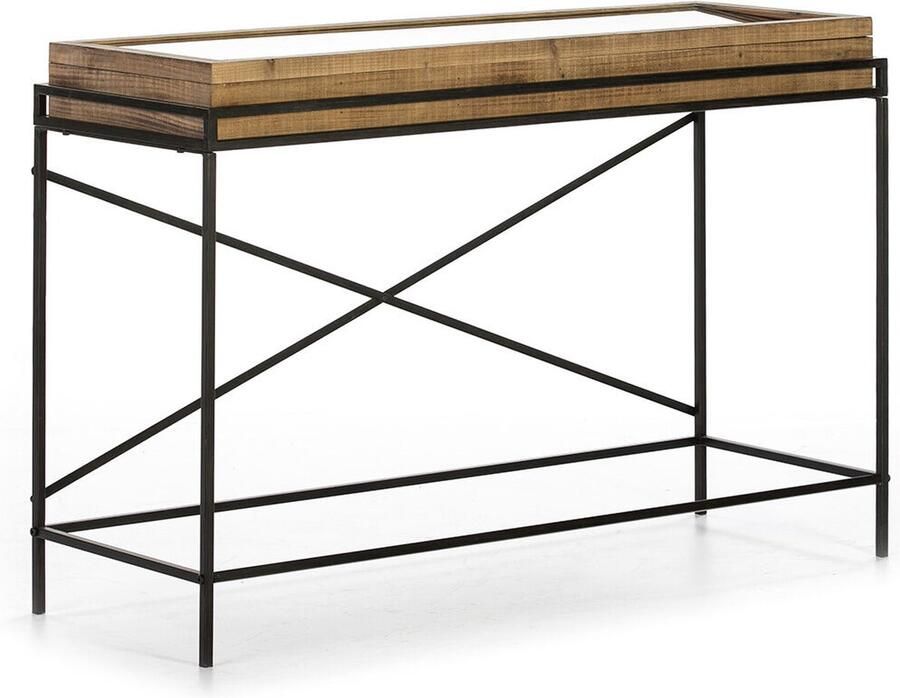 Thai Natura Console Zwart Natuurlijk Hout Metaal Kristal Sparrenhout Hout MDF 123 x 43 x 83 cm