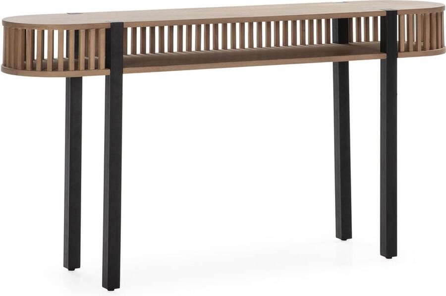 Thai Natura Console Zwart Zand Hout Metaal Ijzer Cederhout 150 x 33 x 80 cm