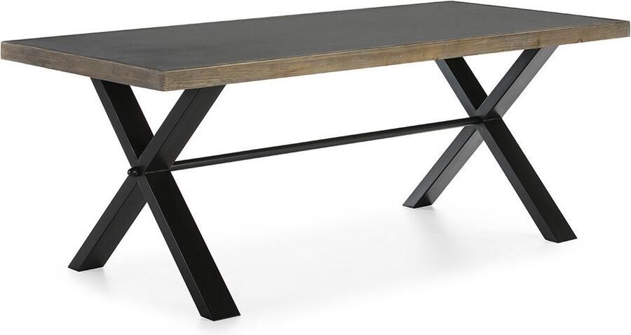 Thai Natura Eettafel Gouden Natuurlijk Metaal Cement Sparrenhout 200 x 78 x 90 cm