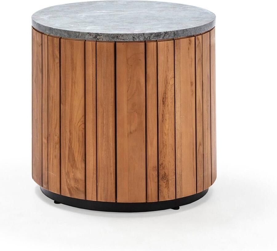 Thai Natura Hoofdtafel Bruin Grijs Steen Teakhout 54 x 50 x 54 cm