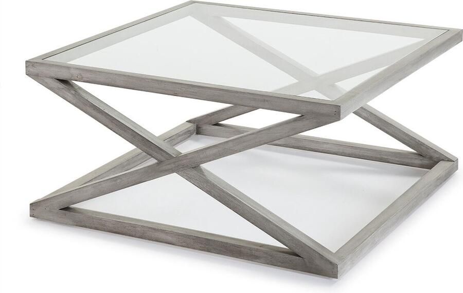 Thai Natura Hoofdtafel Grijs Hout Kristal 90 x 90 x 45 cm 90 x 45 x 90 cm