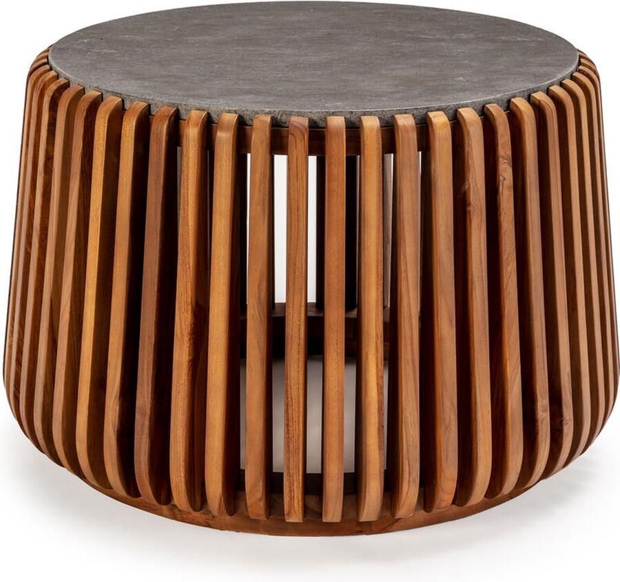 Thai Natura Hoofdtafel Grijs Natuurlijk Steen Teakhout 78 x 45 x 78 cm