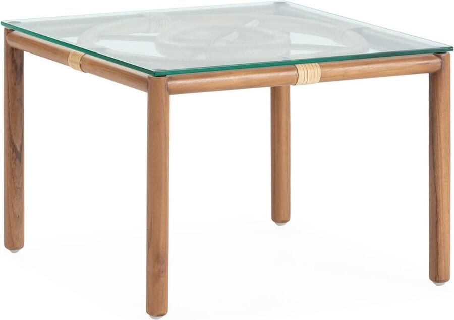 Thai Natura Hoofdtafel Transparant Natuurlijk Rotan Teakhout 50 x 35 x 50 cm