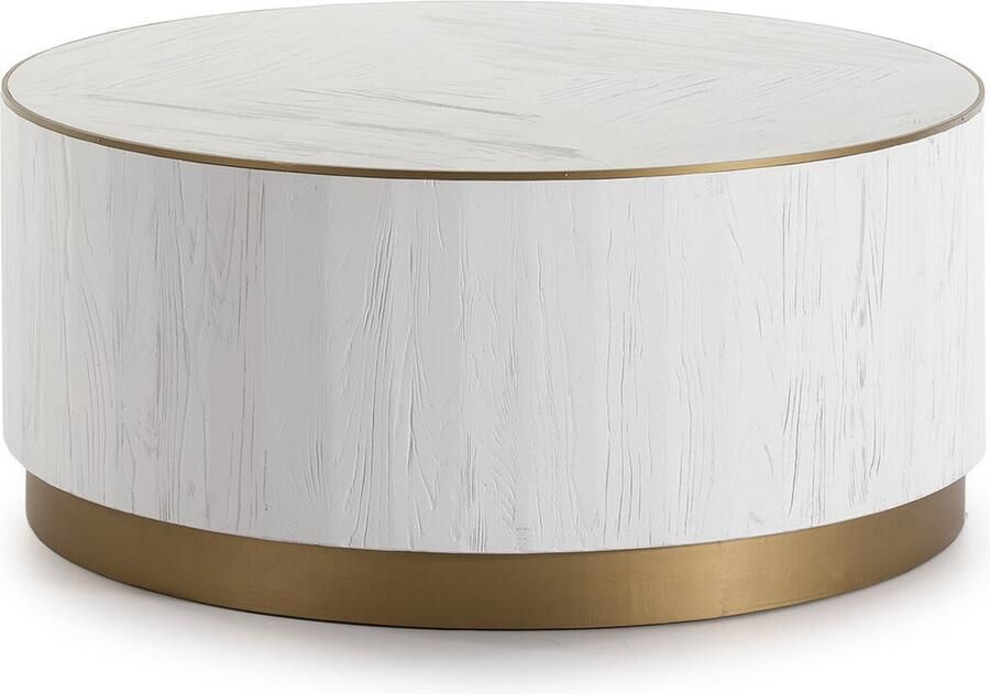 Thai Natura Hoofdtafel Wit Gouden Hout Metaal 100 x 100 x 45 cm 100 x 45 x 100 cm