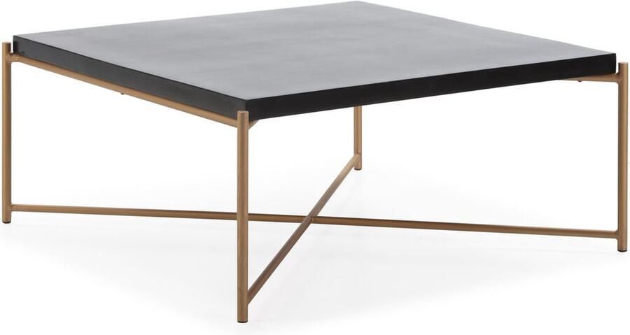 Thai Natura Hoofdtafel Zwart Gouden Hout Metaal 90 x 90 x 40 cm 90 x 40 x 90 cm