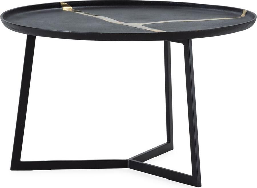 Thai Natura Hoofdtafel Zwart Gouden Metaal Aluminium 72 x 44 x 72 cm