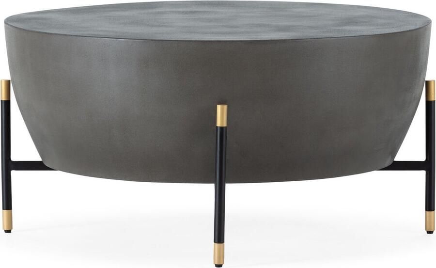 Thai Natura Hoofdtafel Zwart Grijs Hout Metaal 87 x 42 x 87 cm