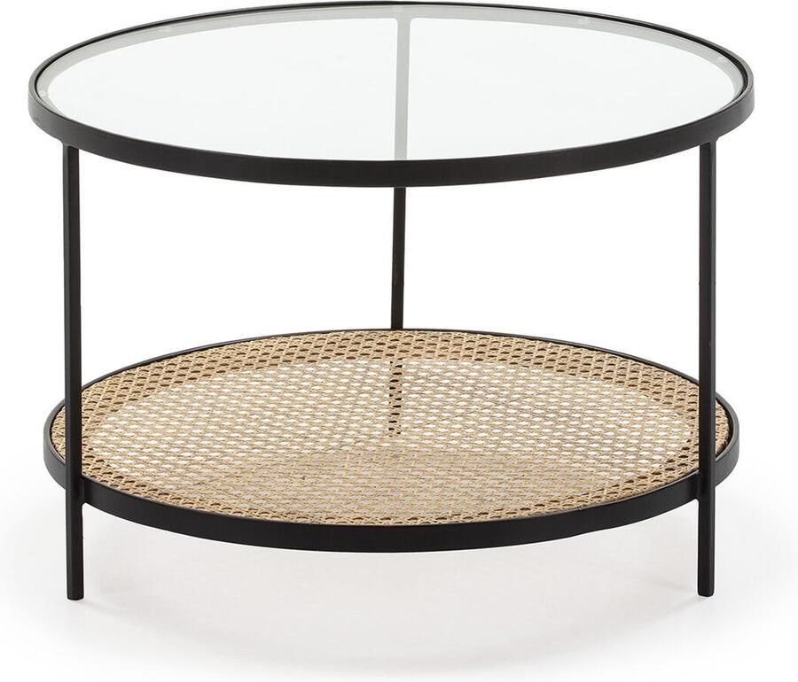 Thai Natura Hoofdtafel Zwart Metaal Kristal Rotan 66 x 45 x 66 cm 66 x 66 x 45 cm