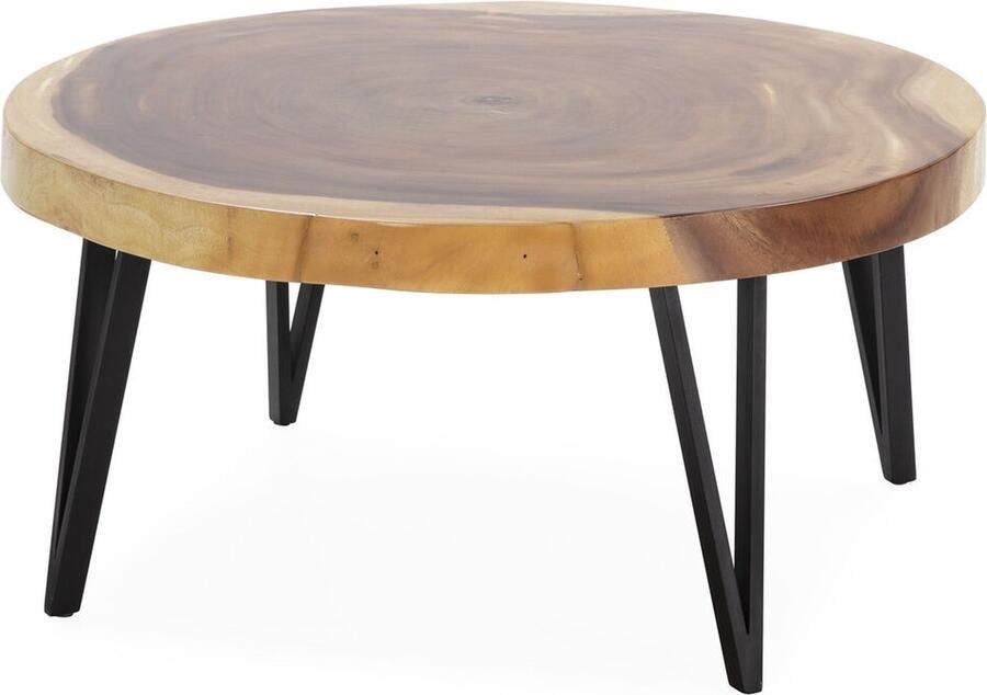 Thai Natura Hoofdtafel Zwart Natuurlijk Metaal Suarhout 100 x 45 x 100 cm