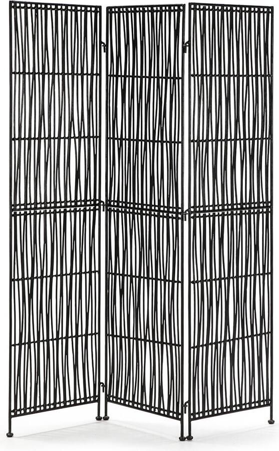 Thai Natura Kamerscherm Zwart Metaal vlechtwerk 140 x 178 x 2 cm