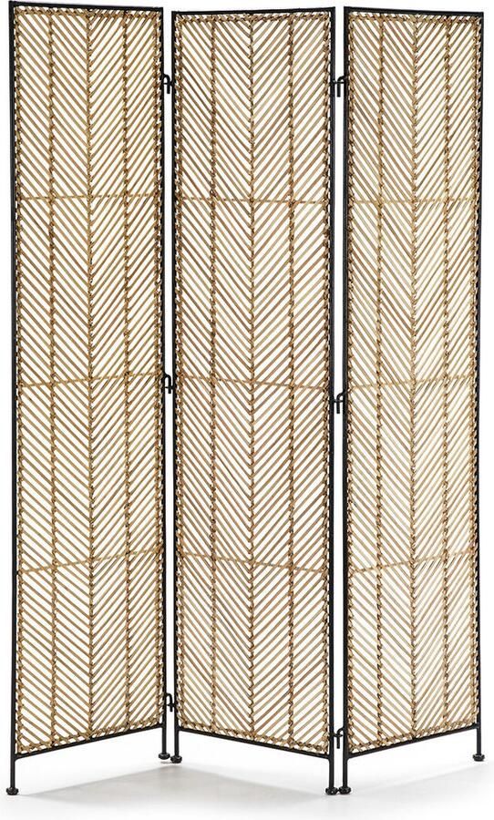 Thai Natura Kamerscherm Zwart Metaal vlechtwerk 140 x 178 x 2 cm - Foto 2