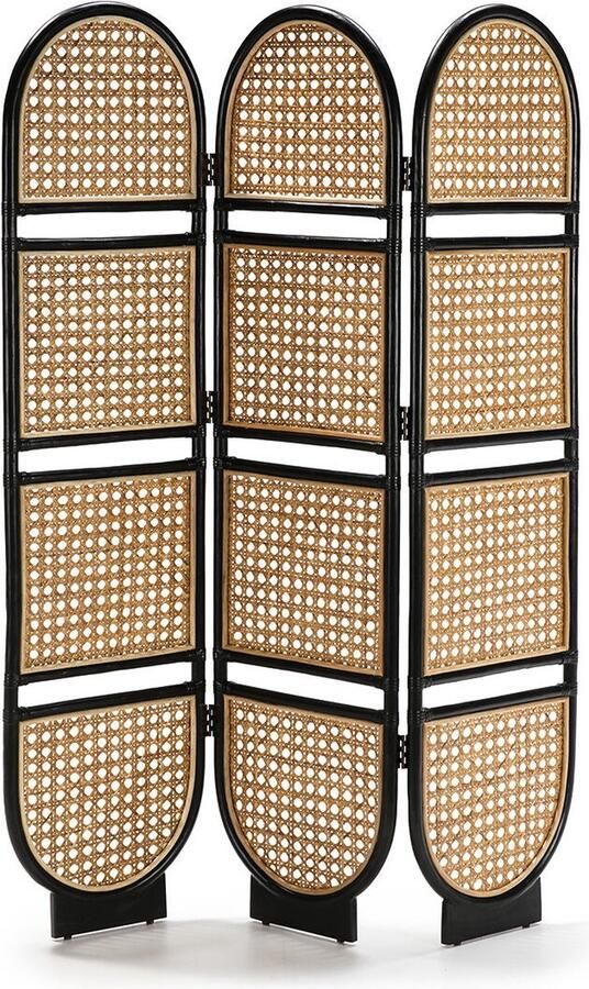 Thai Natura Kamerscherm Zwart vlechtwerk 140 x 178 x 3 cm