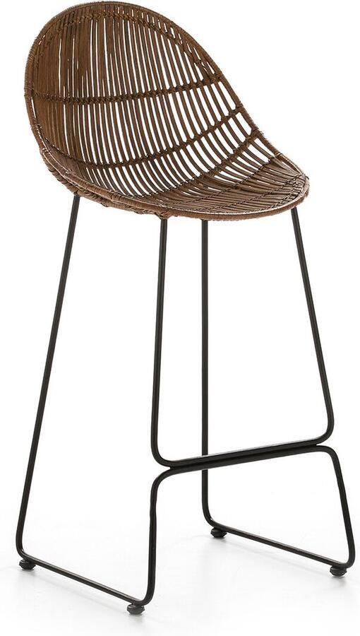 Thai Natura Kruk Bruin Zwart Metaal vlechtwerk 46 x 97 x 45 cm