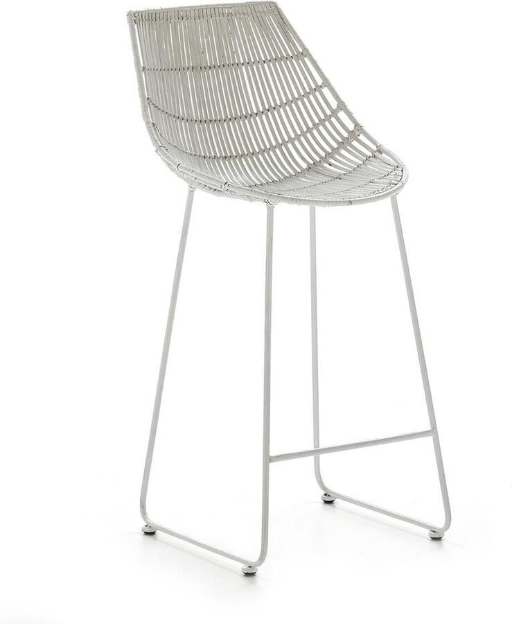 Thai Natura Kruk Wit Metaal vlechtwerk 46 x 97 x 50 cm