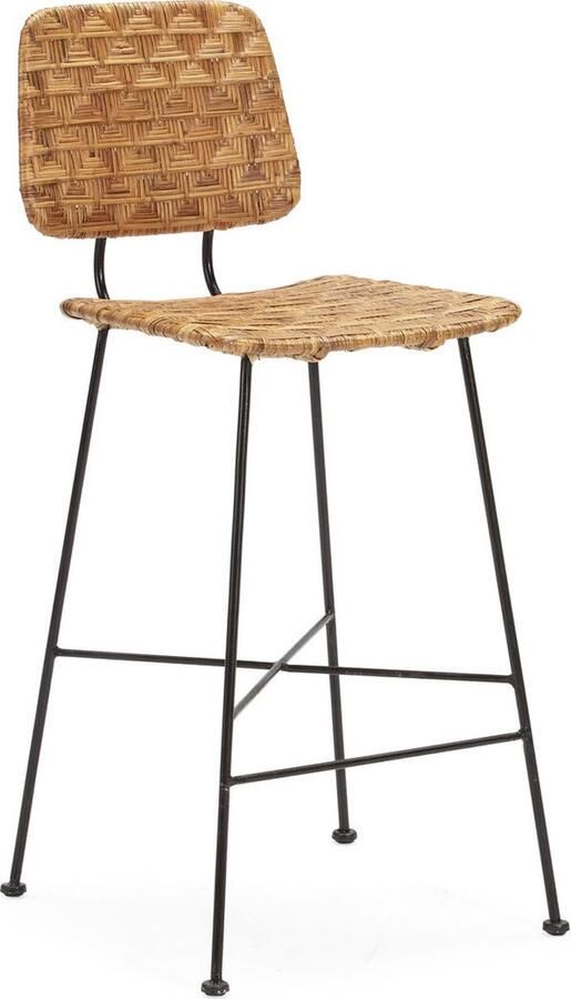 Thai Natura Kruk Zwart Natuurlijk Metaal vlechtwerk 46 x 98 x 47 cm