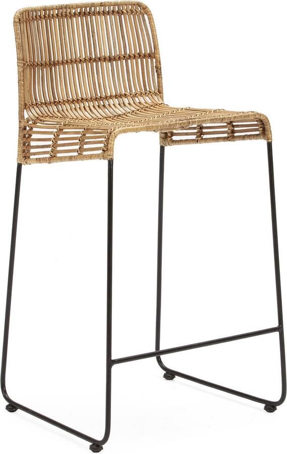 Thai Natura Kruk Zwart Natuurlijk Metaal vlechtwerk 51 x 93 x 51 cm