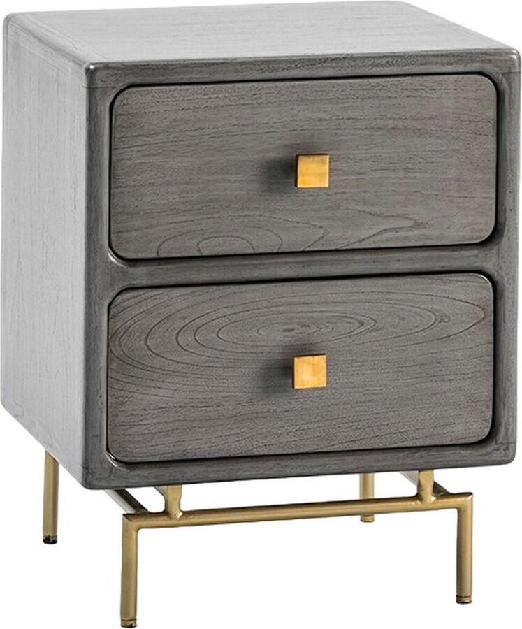 Thai Natura Nachtkastje Goud Grijs Gouden Metaal Cederhout 52 x 66 x 44 cm