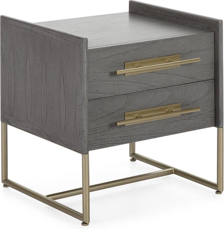 Thai Natura Nachtkastje Grijs Gouden Cederhout 50 x 54 x 45 cm