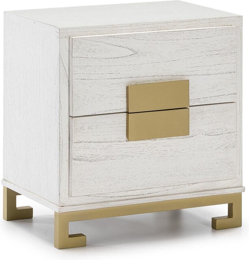 Thai Natura Nachtkastje Wit Gouden Cederhout 56 x 60 x 41 cm